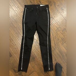 Rag and bone black zipper skinny jeans 24